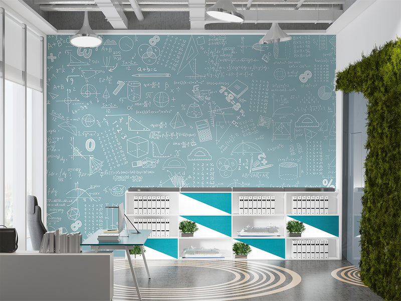 Pastel tones Math formulas and examples wall mural for kids’ room Non-woven wallpaper Print for office Accent wall for school Calm color palette 🧠