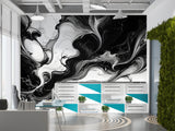 Black & White Abstract Wall Mural – Modern Peel and Stick Wallpaper for Contemporary Interior Design