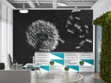 Peel and Stick Wall Mural Black and White Dandelion for Office