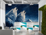 Majestic Wolves in Forest Peel and Stick Wall Mural – Mystical Wildlife Nature Wallpaper for Modern Interior
