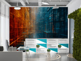 Colorful Abstraction Art Wall Peel And Stick Wallpaper Accent Wall Office Design Print For Gym "Urban Geometry Of Light" 💡