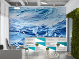 Peel and Stick Wall Mural for Living Room – Blue Ocean Waves Refreshing Design