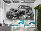 Off-Road Blueprint Wall Mural – Peel and Stick Technical Drawing Wallpaper for Garage & Office