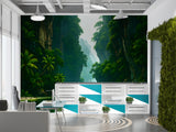 Art Wallpaper For The Whole Wall, Peel and Stick Wall Mural For Office, Print For Living Room, Poster For Bedroom "Mysterious Tropical Passage" 🌿