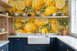 Watercolor Lemon Citrus Fruit Wallpaper – Mediterranean Peel and Stick Wall Mural