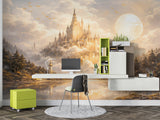 Non-Woven Wall Mural Castle on the Misty Mountain – Magical Kids Room Decor