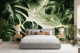 Dark Tropical Monstera Leaves Wall Mural - Peel & Stick Wallpaper
