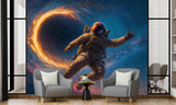 Bright Self-Adhesive Wallpapers For Bedroom, Living Room. Art Print For A Teenager's Room, Feature Wall Poster "Astronaut In The Galaxy Vortex" 👨‍🚀