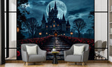 Gothic Style Peel and Stick Wall Mural for Living Room, Bedroom, or Home Office – "Rose Alley on a Gothic Night"