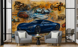 Vintage-style car wallpaper Peel and Stick wall mural for living room, kids' room, art wall in the hall, and office wall print 🚙