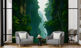 Art Wallpaper For The Whole Wall, Peel and Stick Wall Mural For Office, Print For Living Room, Poster For Bedroom "Mysterious Tropical Passage" 🌿