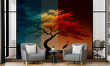 Non-woven photo wallpaper ‘Japanese Seasonal Tree’ — Conceptual art print for bedroom and hall, an elegant interior design choice for modern spaces and venues