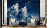 Majestic Wolves in Forest Peel and Stick Wall Mural – Mystical Wildlife Nature Wallpaper for Modern Interior