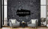 Peel and Stick Wall Mural Print for Office Science Theme Art Wall Kids Room Wallpaper Accent Wall “Chemistry and Formulas” Design for Classroom School Design Idea