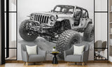 Off-Road Blueprint Wall Mural – Peel and Stick Technical Drawing Wallpaper for Garage & Office