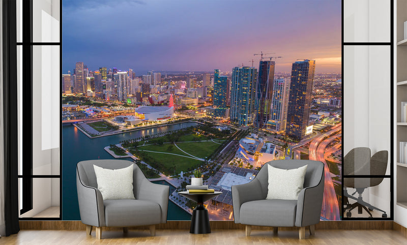 Traditional Wall Mural Art Print – City Wallpaper for Home, Bedroom, Office | "Evening City" 🌃🏙️