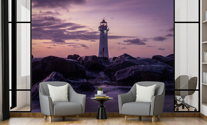 Natural Print Romantic Style Peel and Stick Wall Mural For Living Room And Bedroom Lighthouse Art For Entire Wall