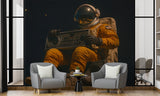 Non-Woven Wallpaper Astronaut in Space with Retro Boombox – Vintage Wall Mural for Bedroom and Living Room