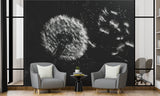 Peel and Stick Wall Mural Black and White Dandelion for Office