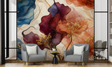 Abstract Floral Ink Non-Woven Wall Mural – Elegant Modern Flower Art Wallpaper