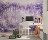 Self-Adhesive Fairy Garden Wallpaper – Dreamy Purple Wisteria Arch Wall Mural for Kids Room
