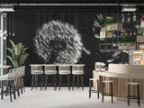 Peel and Stick Wall Mural Black and White Dandelion for Office