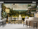 Peel and Stick Wall Mural – Classic Italian Villa Garden Landscape Wallpaper