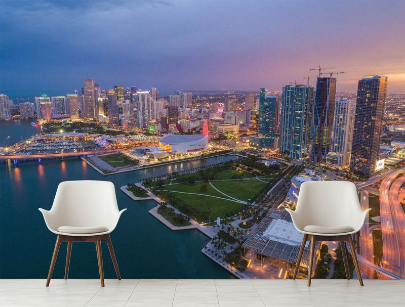 Traditional Wall Mural Art Print – City Wallpaper for Home, Bedroom, Office | "Evening City" 🌃🏙️