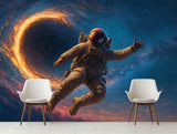 Bright Self-Adhesive Wallpapers For Bedroom, Living Room. Art Print For A Teenager's Room, Feature Wall Poster "Astronaut In The Galaxy Vortex" 👨‍🚀