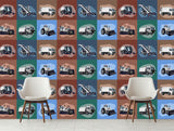 Self-Adhesive Wall Mural – Construction Vehicles Pattern Wallpaper for Kids Room | Peel and Stick Photo Wallpaper