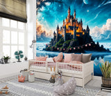 High-Quality Non-Woven Photo Wallpaper, "Heavenly Fairytale: Castle In The Clouds" Full Wall Print For Kids' Room