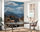 Peel and Stick Mural Military Off-Road Vehicle in Mountains Desing – Desert Tactical Truck on Winding Road Print, Realistic Wall Mural for Office and Living Room