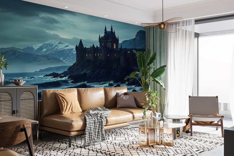 Gothic Style Self-Adhesive Wall Murals for Living Room, Bedroom, or Home Office – "Fortress at the Edge of the World"
