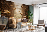 Floating Books Library Wall Mural for Office – Non-Woven Wallpaper for Workspace