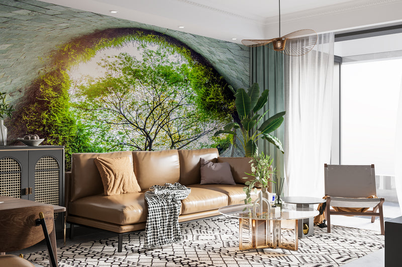 A blend of urban and nature for full-wall Vinyl Wallpaper Peel and Stick Mural, ideal for offices, living rooms, or venue design: "Fort Canning Park, Singapore" 🌿🏙️
