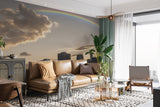 Nature and Urban Wall Mural – Self-Adhesive Full Wall Art for Bedroom, Office, Living Room | "Rainbow over the City" Home Print 🌆🌈