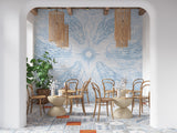 Celestial Blue Dragon Mural - Ethereal Mythical Clouds Wallpaper for Bedroom & Living Room