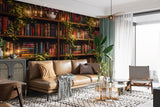 Library Peel and Stick Wall Mural – Cozy Bookcase Wallpaper for Home Office, Reading Room