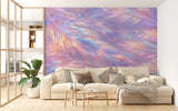 Peel and Stick Wall Mural Pastel Iridescent Feathers for Bedroom & Home Office