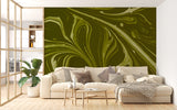 Olive Green Abstract Marble Wall Mural – Modern Minimalist Peel and Stick Wallpaper for Living Room & Bedroom