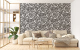 Floral print Black and white art Calm tones on the wall Peel and stick wallpaper for living room or bedroom "Graphic Roses" Nature-inspired design Accent wall