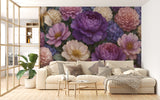 Self Adhesive Floral Wallpaper – Peony & Hydrangea Wall Mural, Removable Botanical Wall Decor