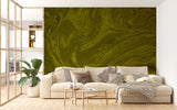 Dark Olive Green Abstract Marble Wall Mural – Modern Peel and Stick Wallpaper, Fluid Art Texture for Contemporary Interior