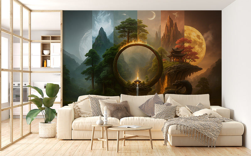 Self-Adhesive Wallpaper Full Wall Print For Living Room Office Design Fantasy Mural "Mystical Other Worlds" For Bedroom 🌌