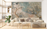 Wallpaper In Pastel Tones Japanese Style Mural Floral Print Vinyl Wallpaper Peel and Stick Decor For Living Room Calm Print For Bedroom 🌸