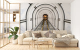 Urban Style Industrial Art Non-Woven Wall Mural For Entire Wall In Living Room Visual Space Enlargement Excavator Underground Tunnel Print For Office