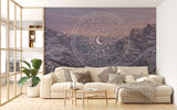 Zodiac Wheel Peel and Stick Wall Mural – Celestial Astrology Wallpaper for Meditation Room