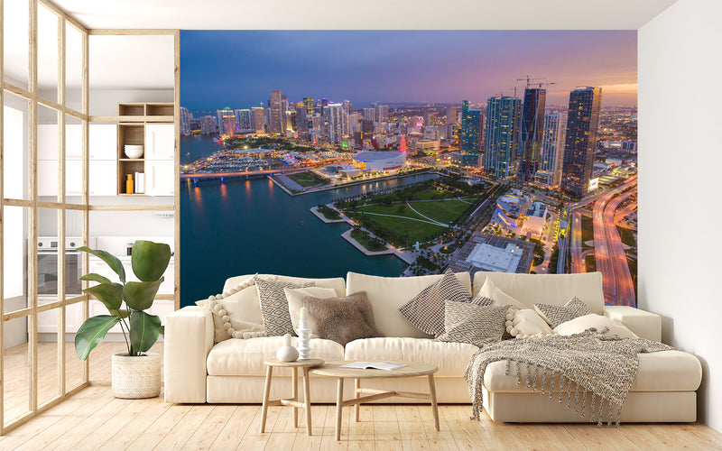 Traditional Wall Mural Art Print – City Wallpaper for Home, Bedroom, Office | "Evening City" 🌃🏙️
