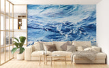 Peel and Stick Wall Mural for Living Room – Blue Ocean Waves Refreshing Design