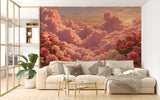 Self-Adhesive Wallpaper Pink Floral Clouds for Living Room